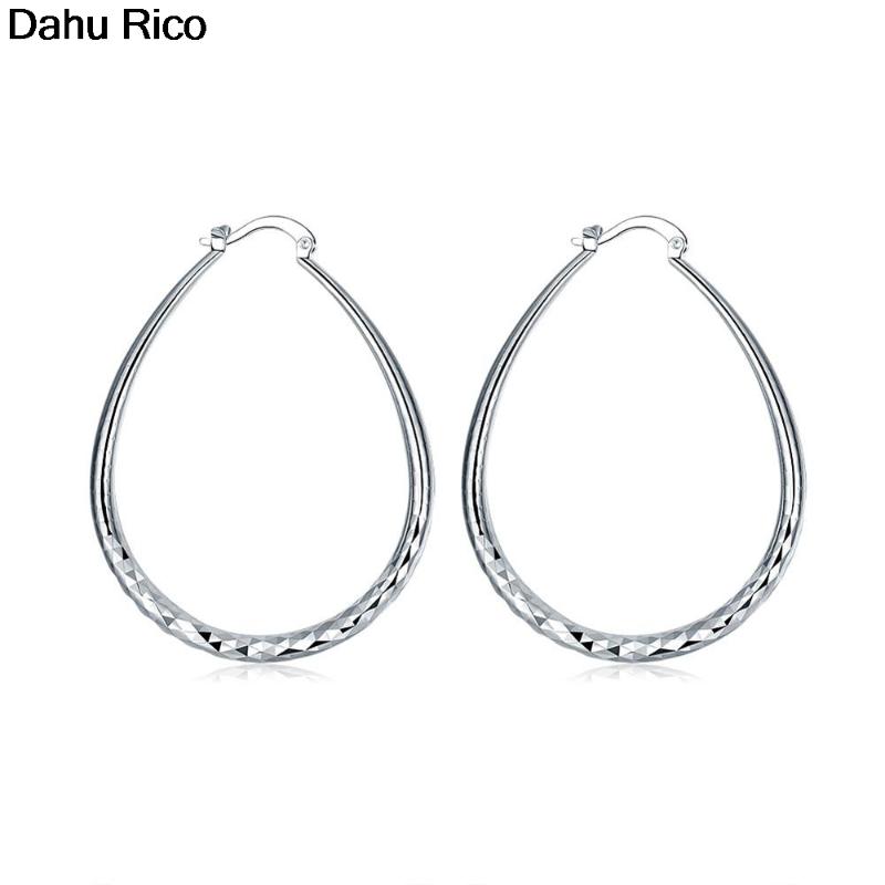 

oval different lines on surface aros ohrringe women de silver color monili bisuteria taki tre Dahu Rico hoop earrings