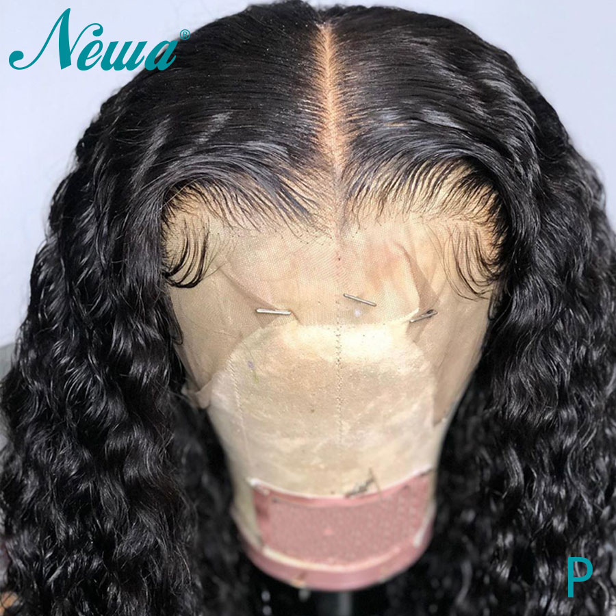

Newa Hair 13X6 Curly Lace Front Human Hair Wigs For Black Women 150% Remy Lace Wigs Brazilian Front Pre Plucked, Natural color