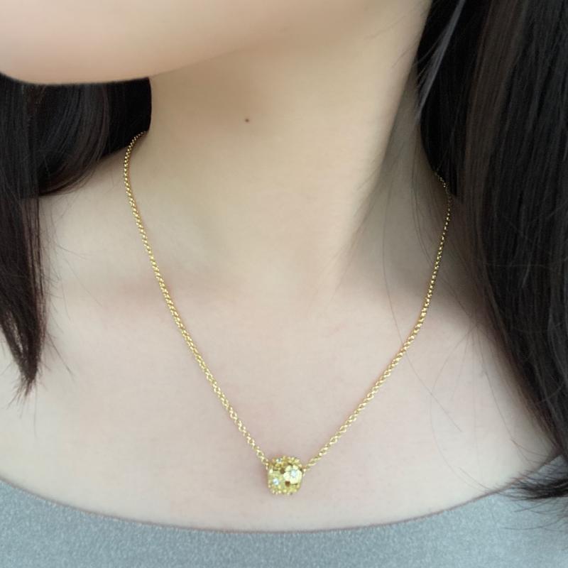 

HECHENG Round Flower Bead Necklace Ball Rose Gold Silver Gun black Color Pendant Necklace Jewelry CZ for Women Gift