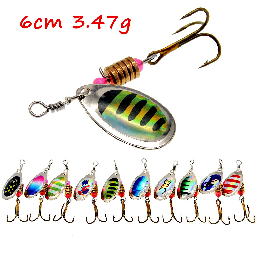 

1pc 10 Colors Mixed 6cm 3.47g Spinner Metal Baits & Lures 6# Fishing Hooks FS_117