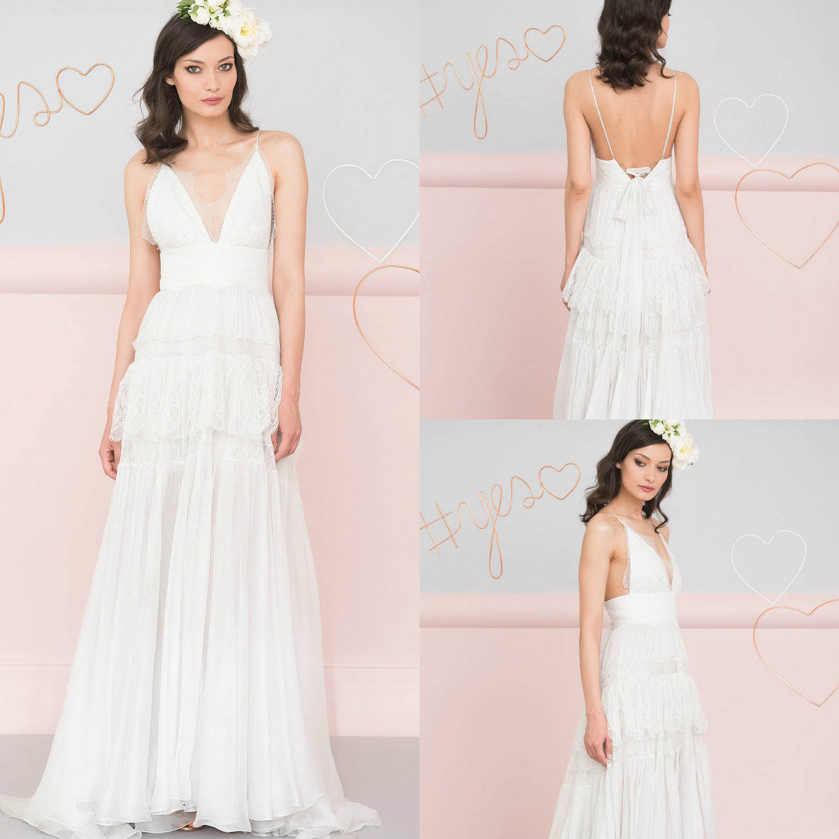 

2019 Cheap Sexy Beach Wedding Dresses Spaghetti A Line Backless Chiffon Lace Bohemian Wedding Dress Bridal Gowns BOHO, Pink