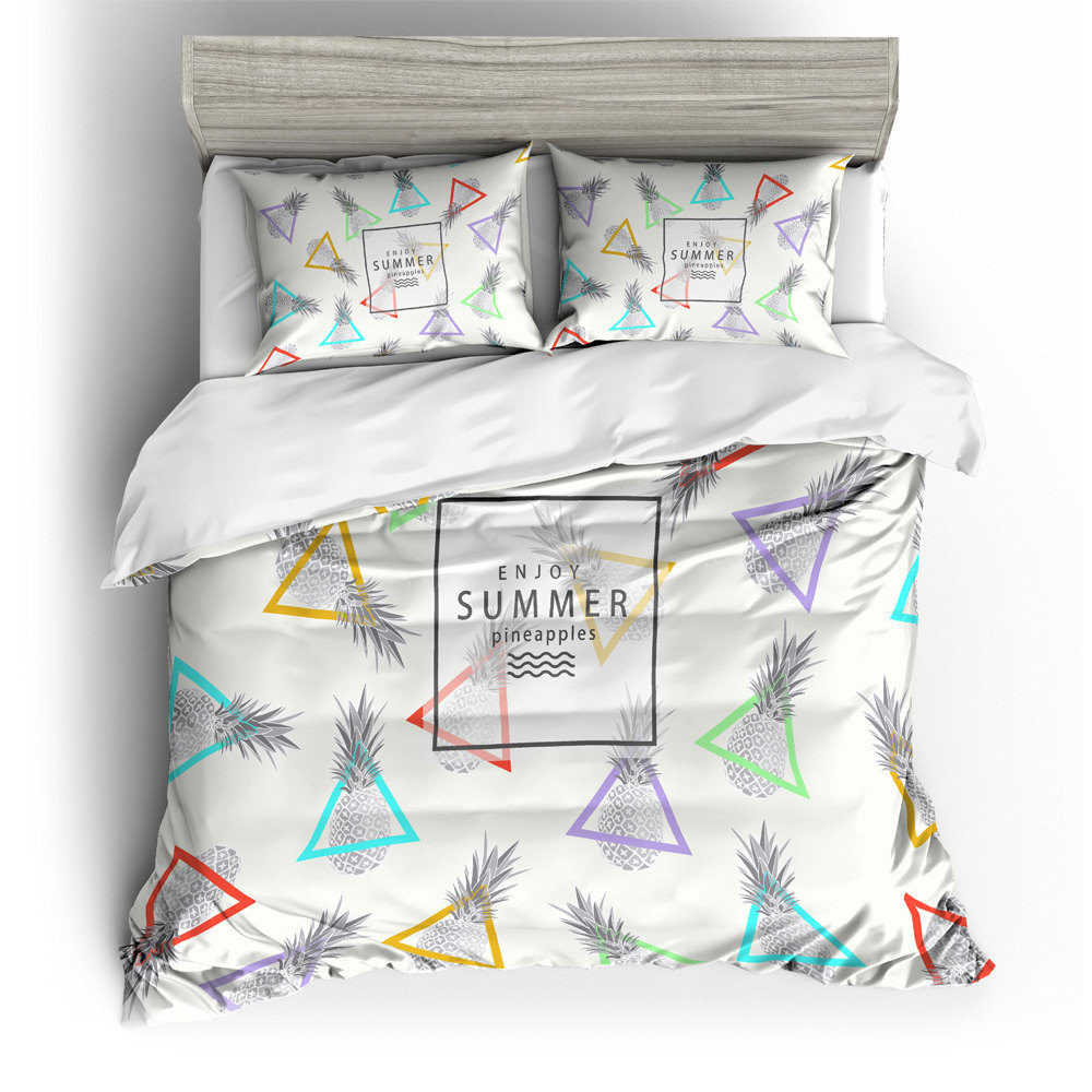 

Pineapple Triangle 3D Printed Bedding Set King Elegant Comefortble Duvet Cover  Home Textile Double Single Bed Cover with Pillowcase