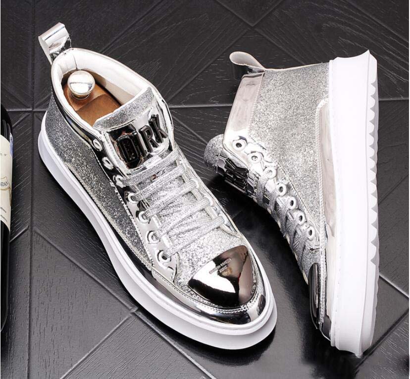 

High Quality sequins Men High Top British Style Shoes Mens Causal Luxury Shoes Red white Bottom rubber Shoes for Male Casual Ankle Boots