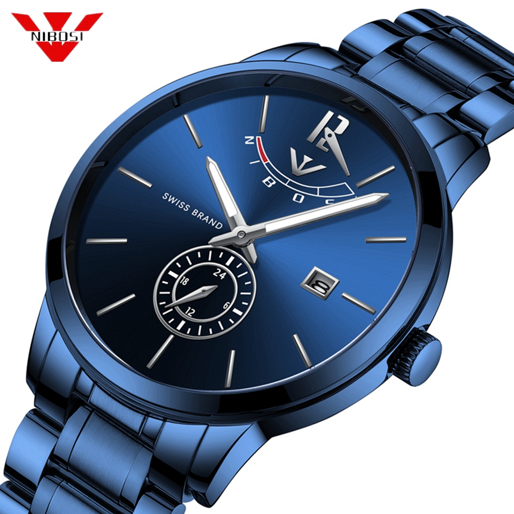 

Relogio NIBOSI Men Watches Fashion Blue Man Watch 2019 Luxury Brand Waterproof Quartz Analog Wrist Watch Men Reloj Hombre 2019, No send watch for shipping