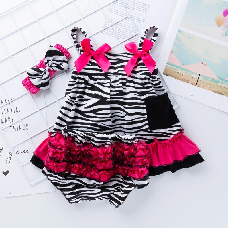 

1-2 Years Set Baby Girl Clothes Cotton Girl Dress Sling T-Shirt + Bloomers+headband 3 pcs Baby Clothing Infants 2020, X029