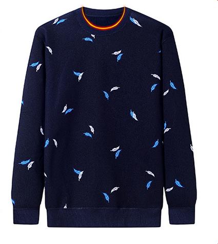 

Men Sweater Autumn Winter New Plus Velvet Sweater Men Fashion Casual Striped O-neck Pullover Pull Warm Bottoming Shirt, Photo color