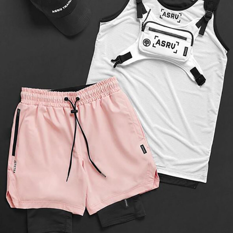 

XXXL 2020 Shorts Mens Bodybuilding Mesh Quick Drying Men Board shorts Joggers Summer Male Gyms Fitness Workout Beach Short, Pink