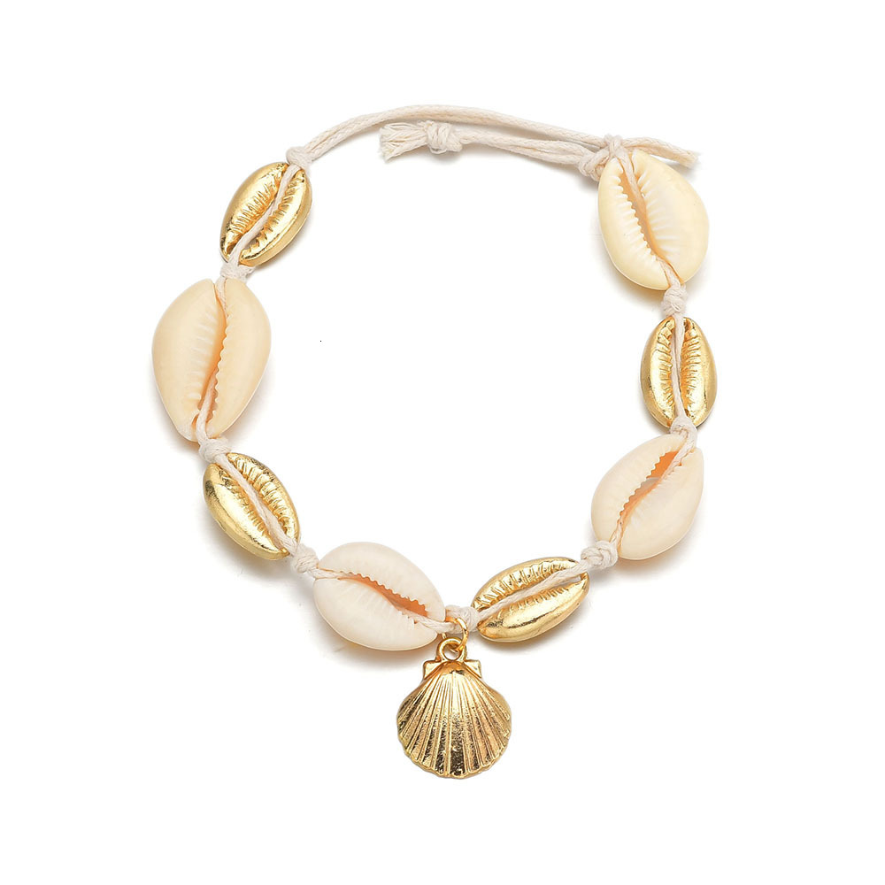 

Sandy Beach Day Han Cute Popular Personality Alloy Natural Shell Weave Anklet Women's Foot Ornaments