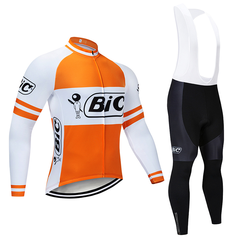 Winter Cycling Jersey 2020 Pro Team BIC Thermal Fleece Cycling Clothing MTB bike Jersey Bib pants kit Ropa Ciclismo Inverno-image-583212152