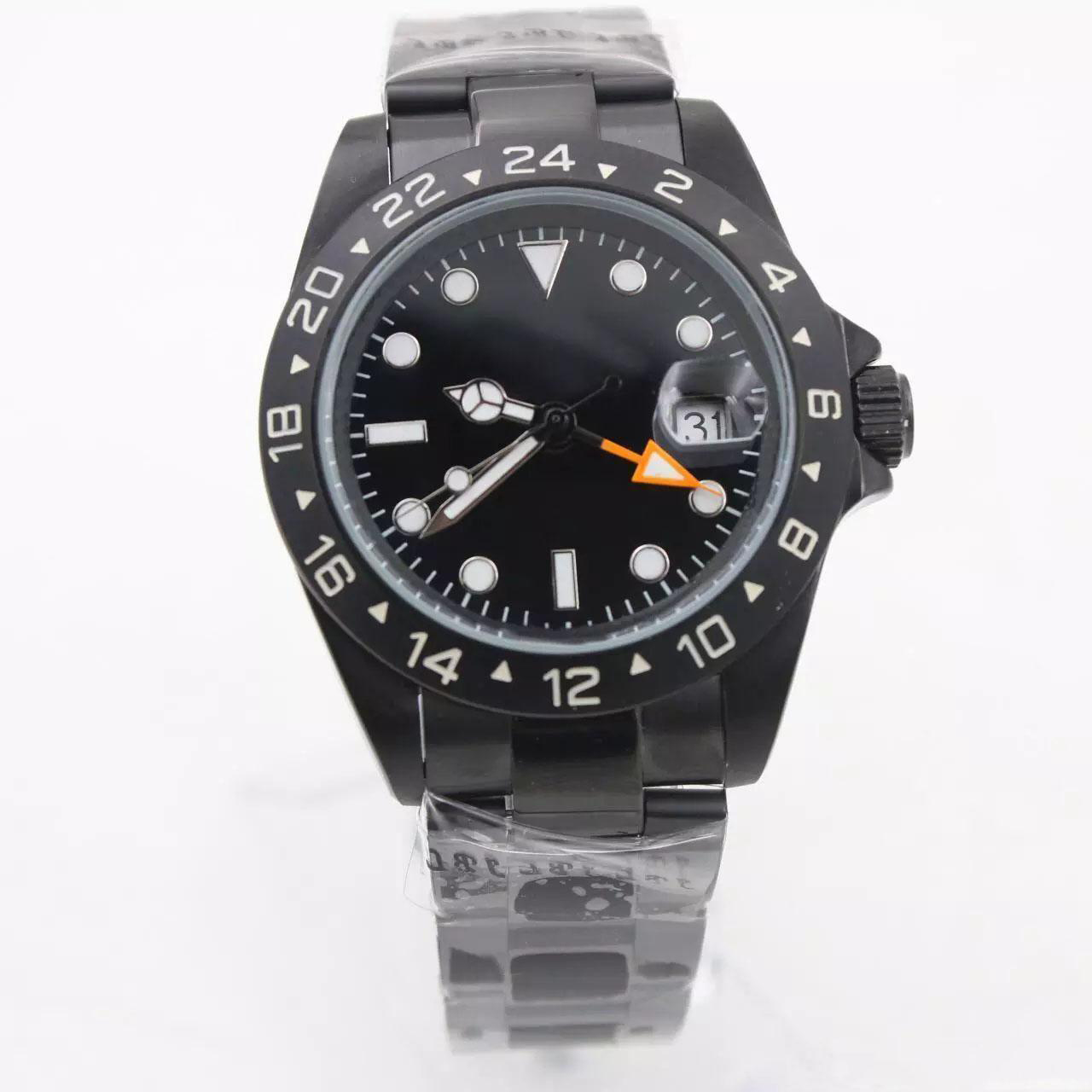 

New fashion sale 40MM GMT YACHMASTER Full Black DAY-DATE Men's Watches 2813 Automatic Mechanical Watch Wristwatch free shiping, 02