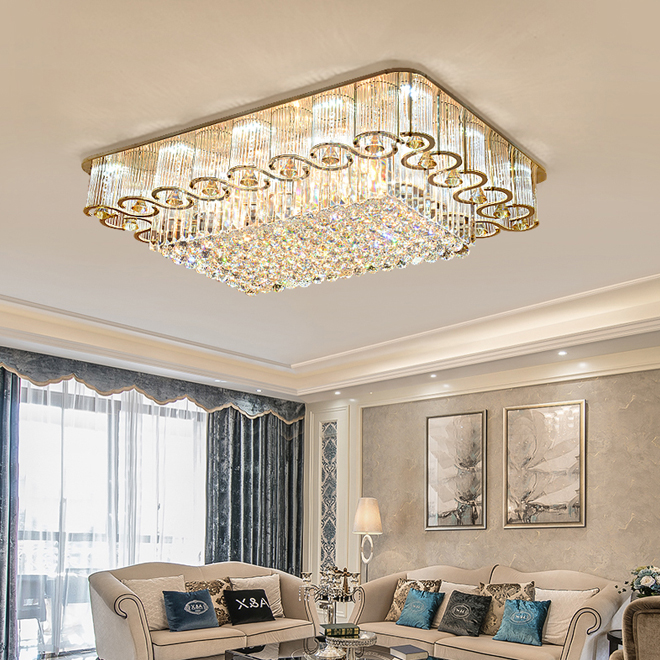 

Crystal chandelier lights luxury gold loyal K9 crystal rectangle chandelier lamps hotel lobby villa led ceiling chandeliers lighting