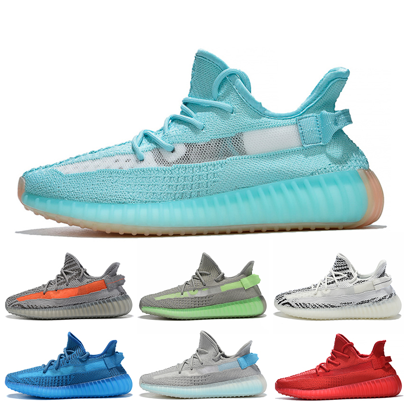

New Smurfs Kanye Running Shoes for men women Yecheil Static Reflective Black Clay Gid Glow Cloud White Mens Trainers Sneakers 36-48, #4 yecheil reflective 36-48