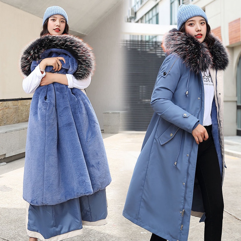 

Wholesale party to overcome winter women's self-cultivation in the long section thickening plus velvet down cotton coat, Blue