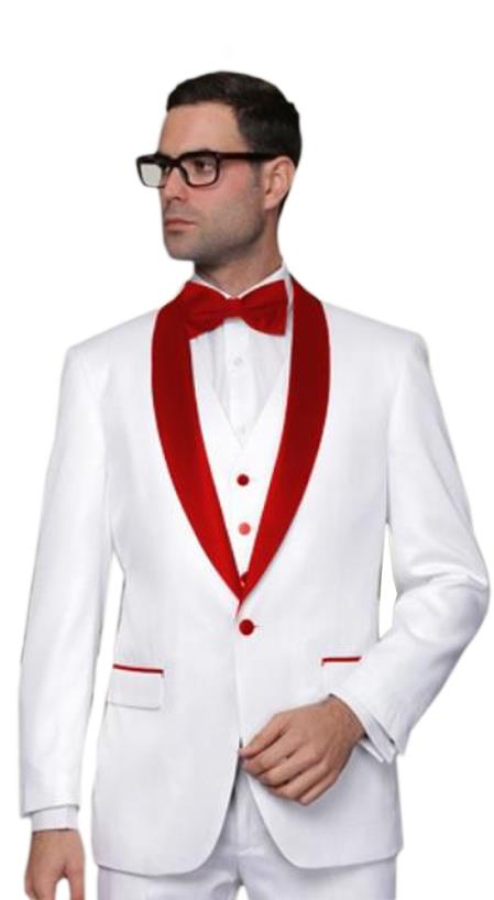 

groom wedding suits for men suit white with red collar 2020 tuxedo for man