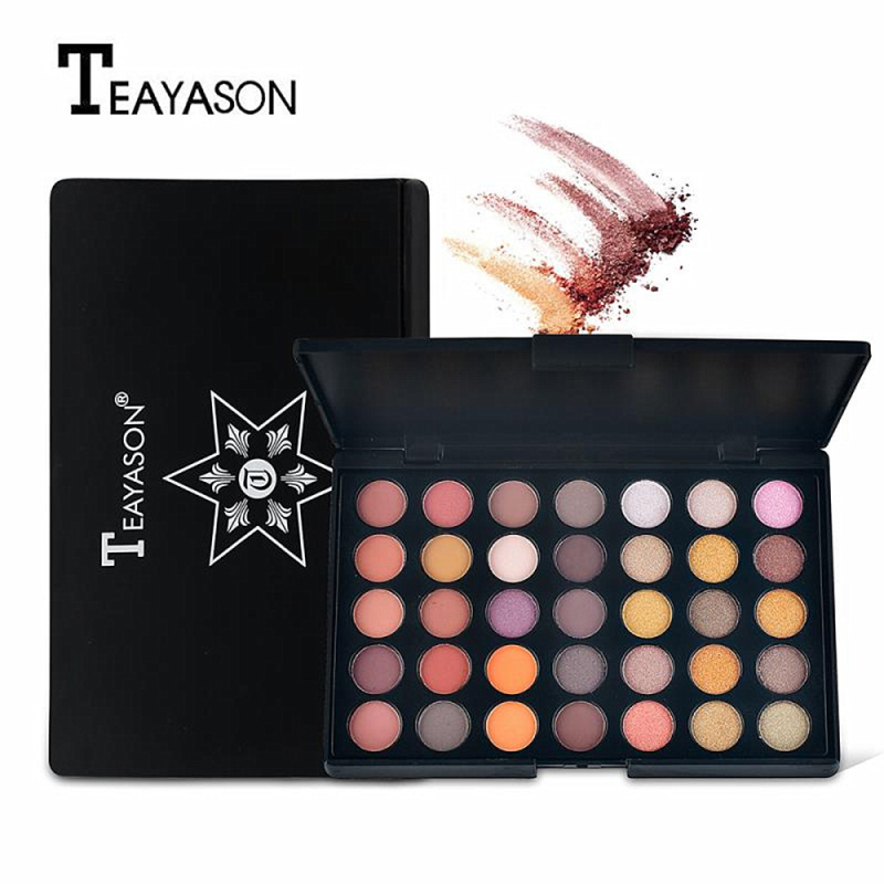 

TEAYASON Pearl 35 Colors Makeup Pallete Cosmetics Diamond Eyeshadow Powder Pigment Glitter Shimmer Matte Earth Tray Mix TSLM2