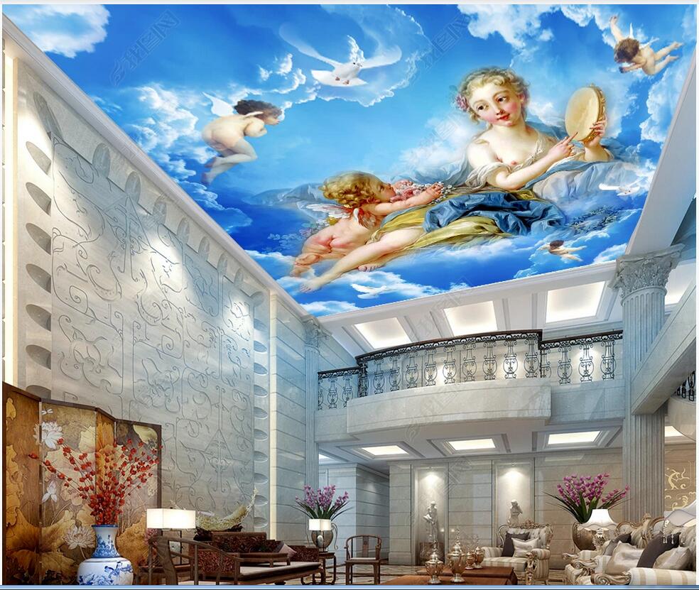 

3d ceiling mural wallpaper custom photo Fairy Eros Angel Cloud Song European Zenith Mural stretch wallpaper for walls 3 d, Non-woven wallpaper