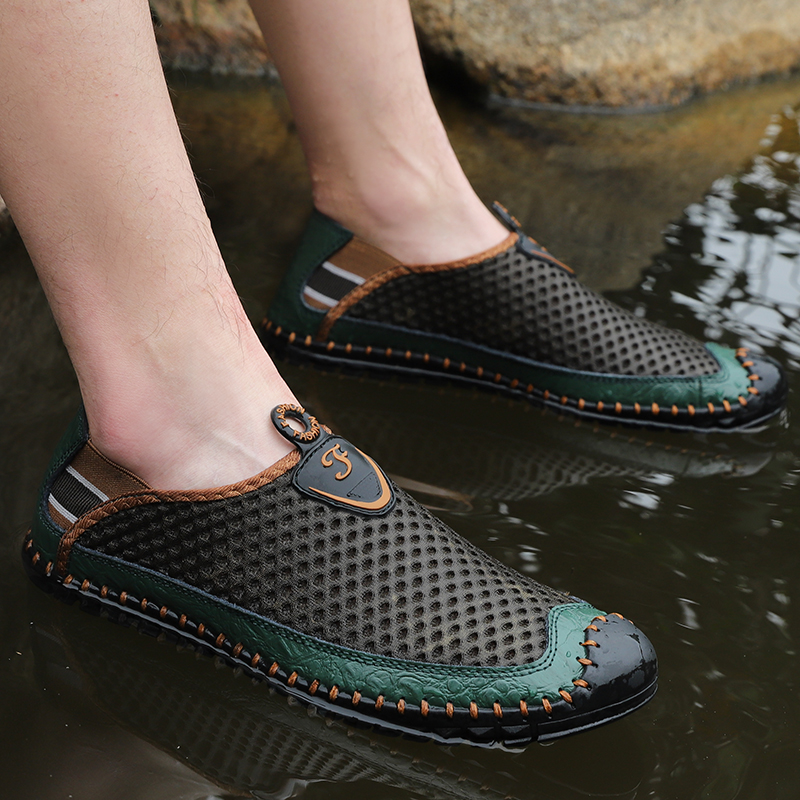 

New Men's Casual Shoes Summer Breathable Mesh Men's Shoes Men Fashion Loafers Soft Comfortable Flats, Blue