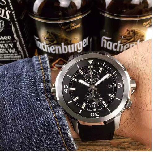 2020 New Fashion quartz Men's Stainless Steel Quartz Stopwatch luxury mens Watches Wristwatches Rubber Strap I25-image-529517482
