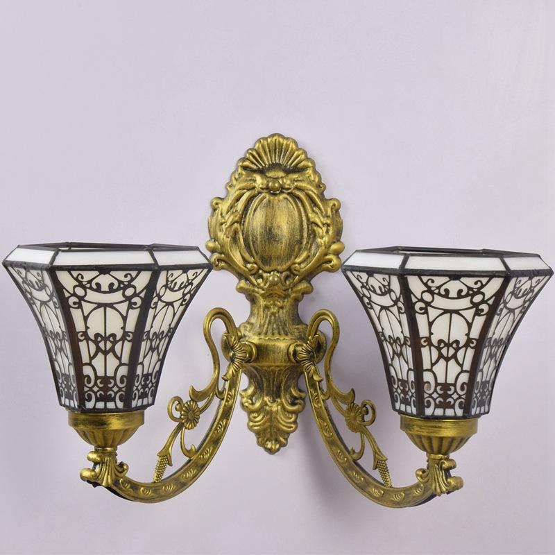 

European retro decorative creative corridor double head Tiffany Lamps stained glass wall lamp dining room