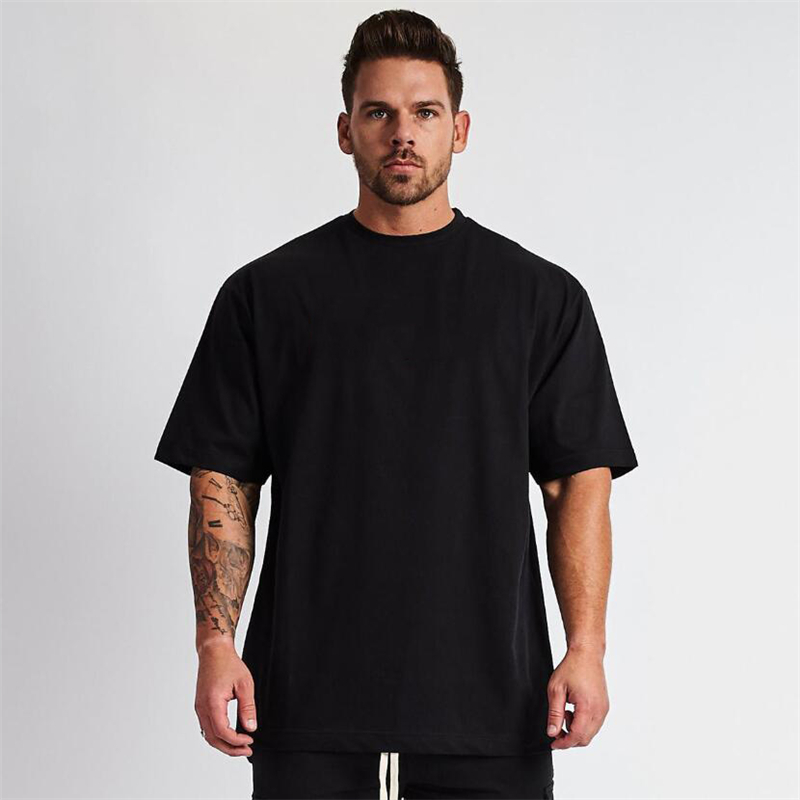 Plain Oversized T Shirt Men Gym Bodybuilding And Fitness Loose Casual ...