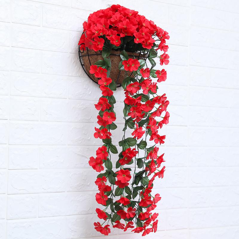 

Artificial Silk Flower Vine Garden Decoration Wall Mounted Hanging Garland Plant Artificial Plant Violet Vine Home Wedding Decor, 5 petals-pink