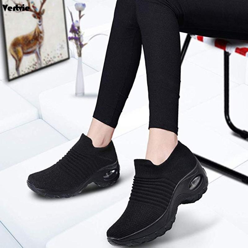mesh cushioned running casual platform shoes