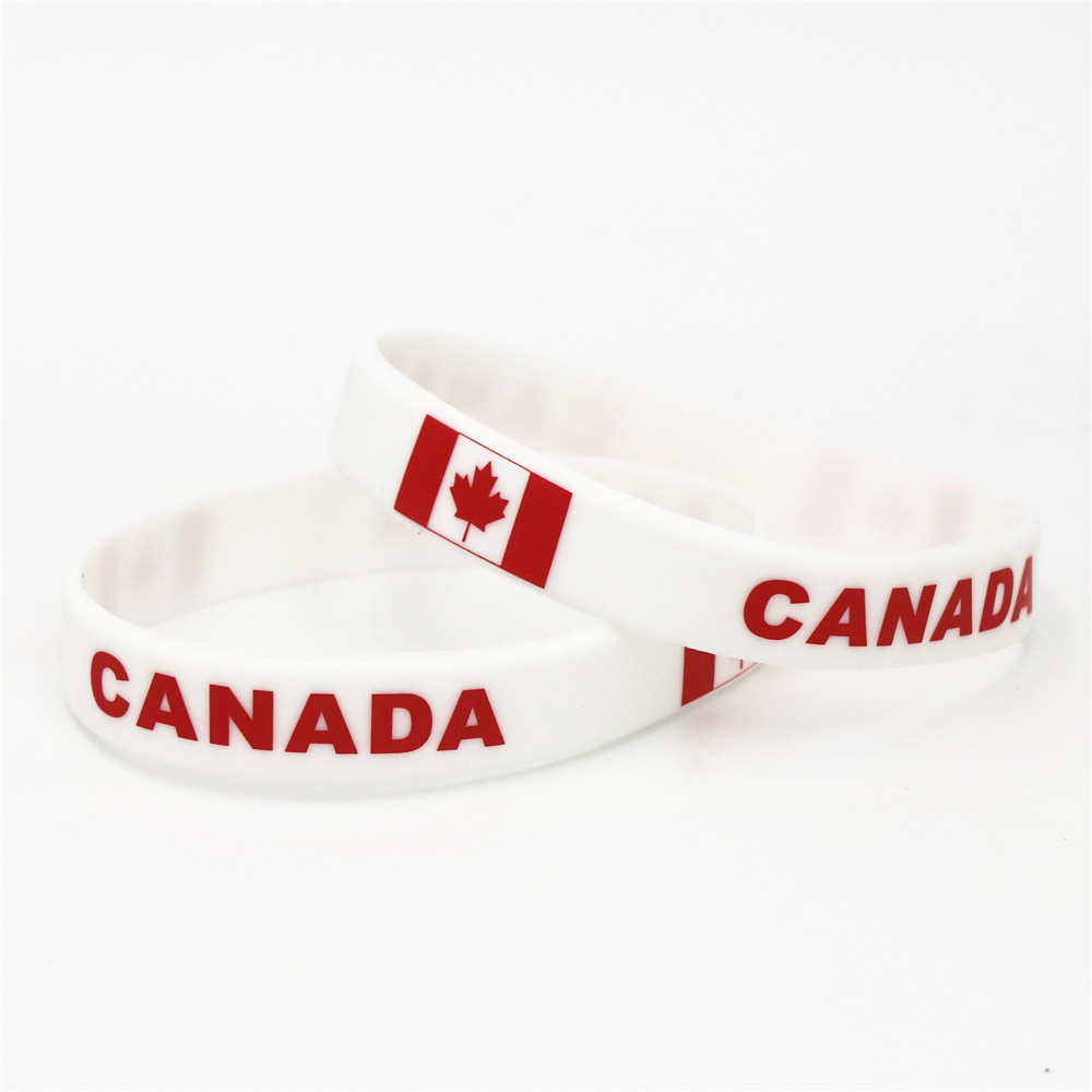 

1PC Canada Country Flag Silicone Wristband Football Soccer Team Fans Sports Elastic Rubber Bracelets&Bangles Armband SH239