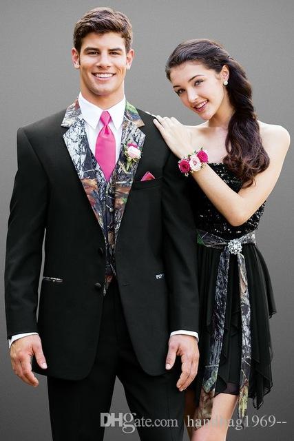 Design classique deux boutons noir marié Tuxedos cran revers homme robe de bal hommes vêtements de mariage costumes (veste + pantalon + gilet + c
