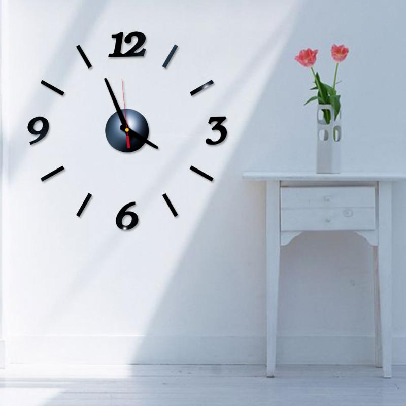 

3D DIY Acrylic Clock Mirror Surface Wall Decorative Clock Decoration for Living Room Bedroom