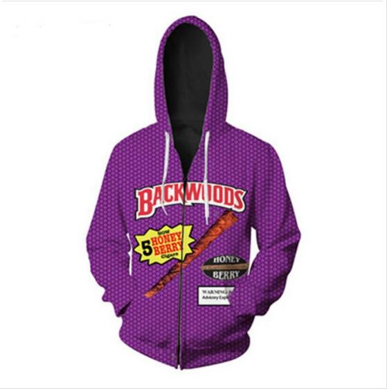 New Fashion Mens 3d hoodies Backwoods Style Printed Zipper Hoodies Unisex Hip Hop Casual sweatshirt LM020