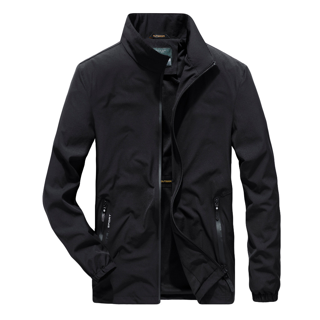 

Jacket Men Autumn Winter Casual Breathable Plus Size Solid Men's Sweatshirt Bomber Jacket Outdoor Sport Quick-drying Coat, Black