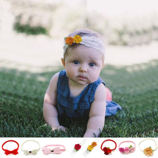 

10 Colors Baby Girl Flexibility Soft Headband fashion soft Bohemia Stereo Flower Girl Infant Hair Accessories Headband, As picture