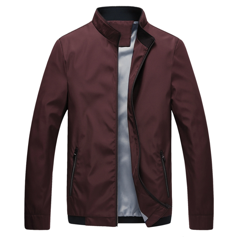 

Solid color Jacket Hot Sale Autumn Gentleman Classic style Youth Men Coat Casual Fashion Fit No ironing Stand collar, Blue