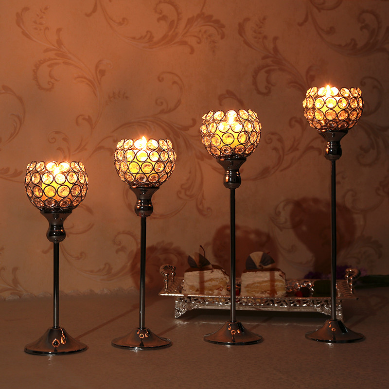 

Wedding Table Centerpieces metal Candelabra Crystal Candlesticks Tealight Candle Holders for House Holiday Decoration Mothers Day Gift
