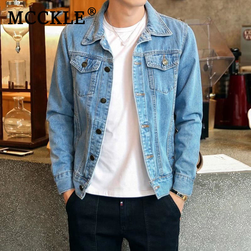 

Men's Denim Jeans Jacket Coat Top Long Sleeve Black Single Breasted Jackets Coats Mens 2019 Summer Male Cowboy Streetwear Tops, Light blue