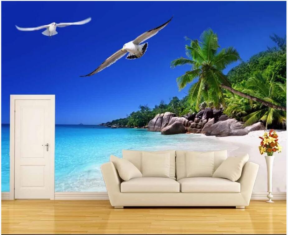 

3d wallpaper custom photo mural 3D stereo seascape seagull background wall painting stickers wallpaper for walls 3 d living room, Non woven