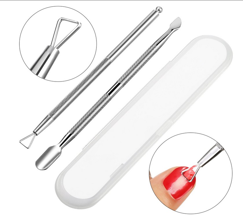 

Cuticle Peeler Scraper Remove Gel Nail Polish and Cuticle Pusher and Spoon Nail Cleaner, 2 Pieces Manicure and Pedicure Tools in Plastic Box