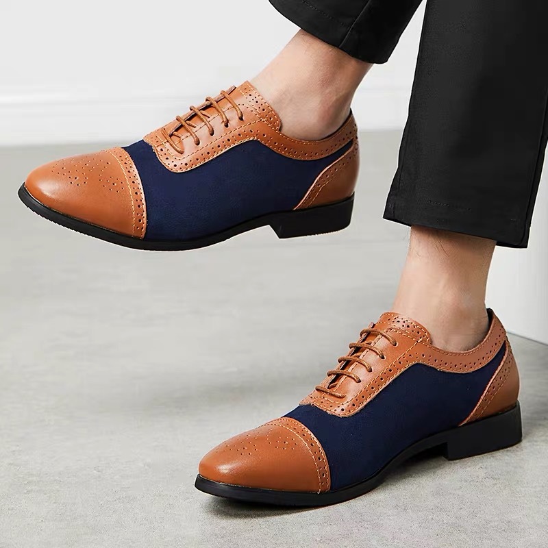 

mens formal shoes genuine leather evening dress designer brand brogue shoes men classic italian oxford shoes for men brown dress buty, Black