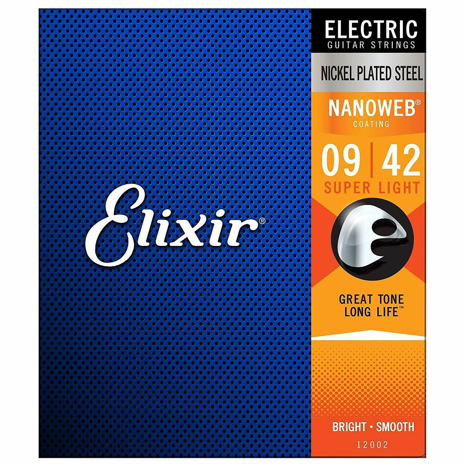 

1 set!!Elixir 12002 Nanoweb Super Light Electric Guitar Strings 9-42