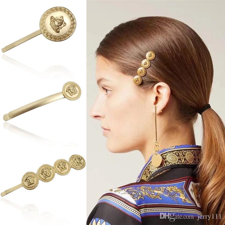 

Metal Beauty Head Luxury hair clips 4 styles Women Vintage Coin hair barrettes Fashion hair accessories for Gift Party Wholesale JY861, Mixed styles