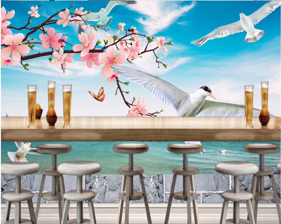 

3d wallpaper custom photo mural Sea sky beautiful scenery seagull tv background room home decor 3d wall murals wallpaper for walls 3 d, Non-woven