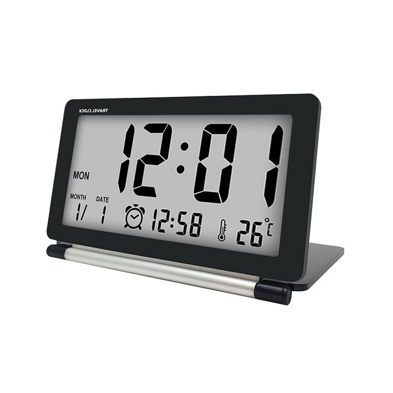 

Hot Selling Creative Alarm Clock Foldable Electronic Desk Clock W/ Temperature Monitor Snooze Calendar Table No backlight