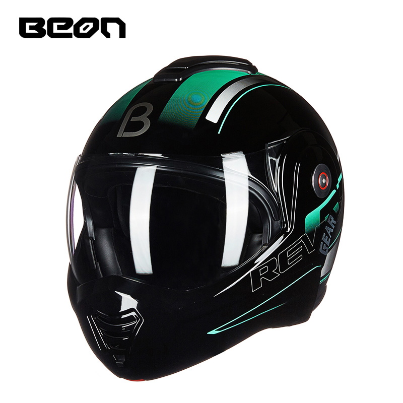 

Vcoros Flip up motorcycle helmet Modular Open Full Face racing motorbike Helmet dual visor vintage moto helmets ECE approved, Black red