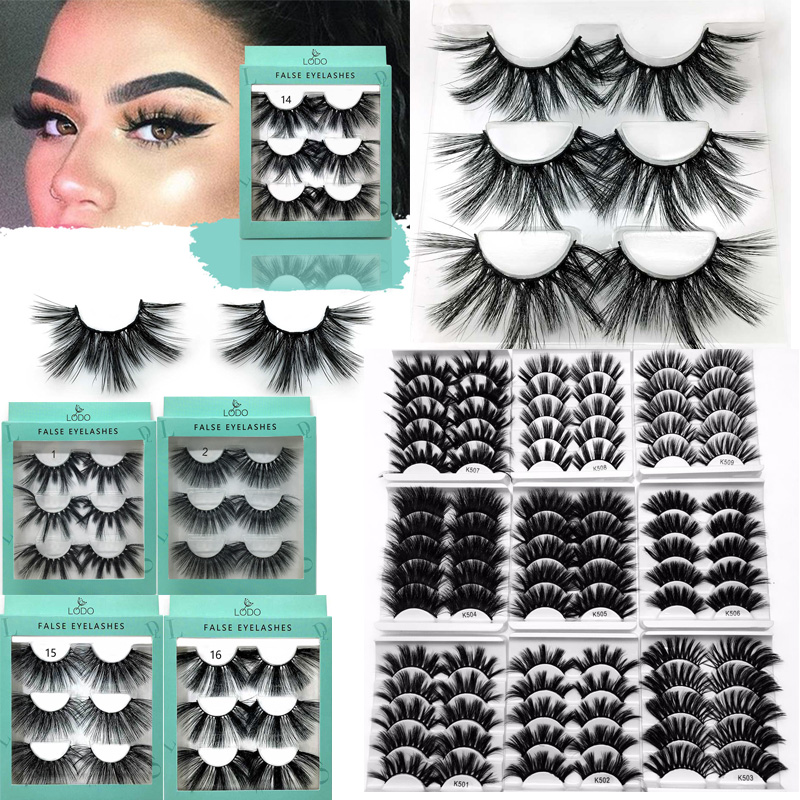 

NEW 3 Pairs natural 3D Mink Hair False Eyelashes 20-25mm Long Lashes Extension Thick Wispy Fluffy Handmade Eye Makeup Tools