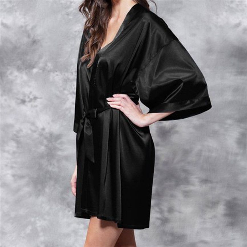 

2019 Sexy Women Sleepwear Strap Nightwear Trim Satin Top Sets Womens Sexy Satin Sleepwear Lingerie Nightwear Night Gown #4, Black