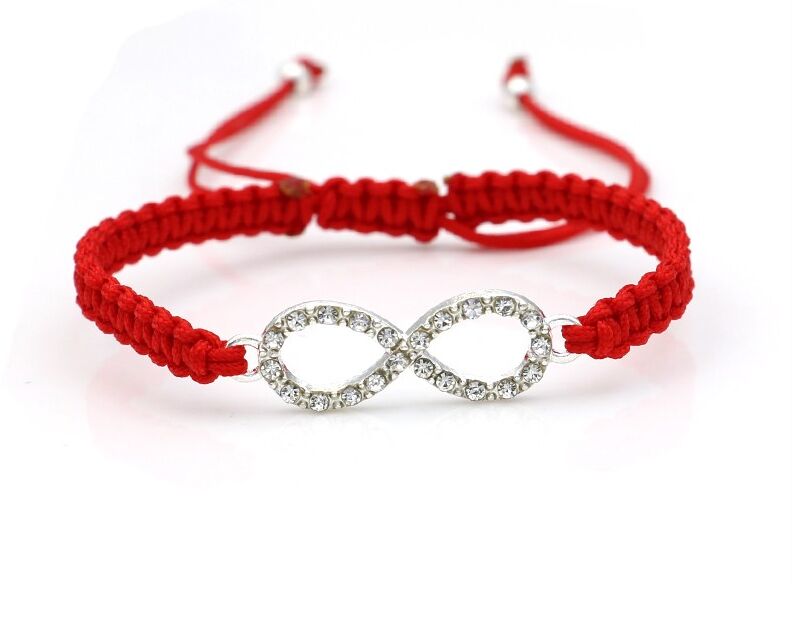 

20pcs/lot Crystal Infinity Love Charm Braided Bracelet Red Rope Bracelet for Women Men Adjustable Handmade Bracelet DIY, Golden;silver