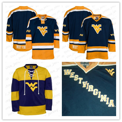 

Custom Men's West Virginia Mountaineers Hockey Jersey Stitched Any Name Any Number Hight Quality Size S-XXXL, Black