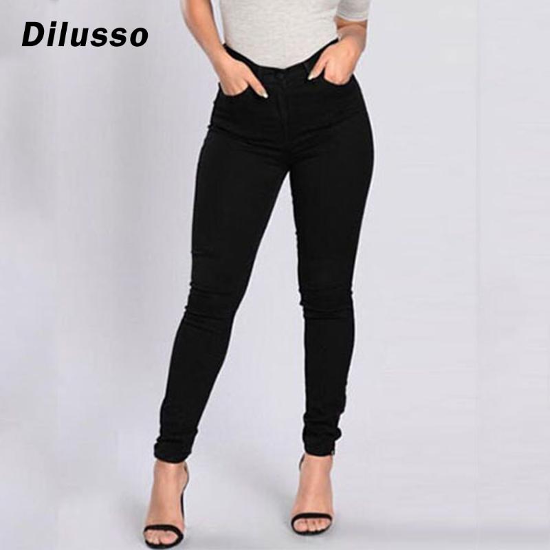 

2020 New Fashion Skinny Denim Pencil Jeans Woman Elastic High Waist Trousers Black Stretch Plus Size Washed Jeans Female#D3