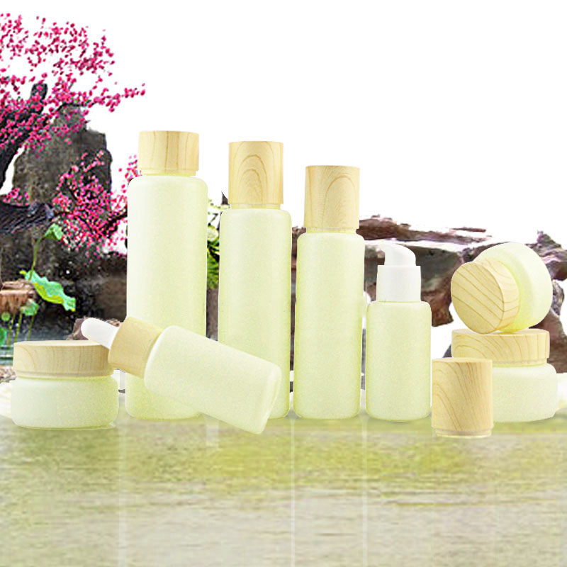 

15G Milk Green Glass Bottle 30G Cream Jar Grained Cap Toner Bottle 120ml Empty Dropper Bottel 30ml Emulsion Container Vial 60ml