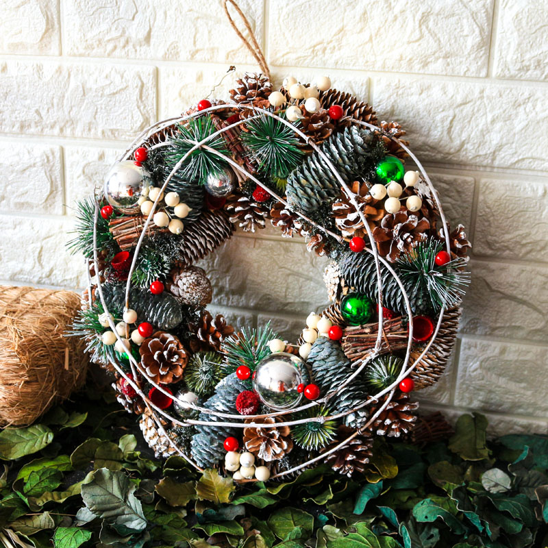 

Garland Christmas Wreath Wedding Home Decorations New Year Door Farmhouse Hangings Navidad Natal Decors Wianek Na Drzwi